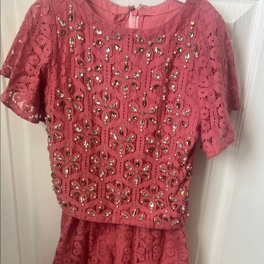 Pink Embellished Lace jumpsuit